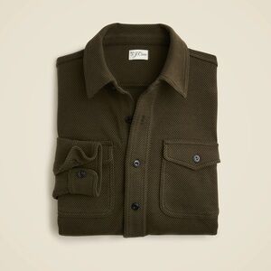 J. Crew Seaboard Soft-Knit Shirt in Twill Olive Dark Moss